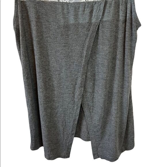 NOISY MAY Grey Cream Lace Top Open Back Sleeveless Wide Strap Lightweight Tank M - Picture 4 of 10